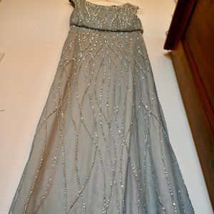 Adrianna Papell, full length dress, evening gown, wedding guest, sequins